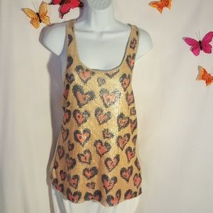 A'gaci Womens Sequins Heart Blouse Tank Top Valentine.
